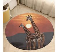 Giraffe at Sunset Area Rug Washable Circle Carpet Non-Slip Round Floor Rug Small Low Pile Waterproof Print Door Mat Pad Decor for Bedroom Living Room Bathroom Kitchen 80 * 80cm