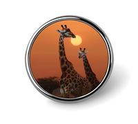 Giraffe At Sunset Badges Decorative, Durable Aluminum Alloy Round Badge, Lightweight Button Brooch for Shirts, Jackets, Hats, Uniforms 1"