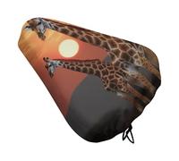 Giraffe at Sunset Bike Seat Cushion Waterproof Bicycle Seat Cover with Drawstring Comfort Dustproof Rain Proof Protection Bike Seat for Outdoor Most Bicycles Mountain Road Bikes