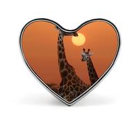 Giraffe At Sunset Buttons Pin Memorial Boutonniere for Wedding Groom Bride, Customize Lapel Heart Pin for Christmas, Men Women Costume Decorative Fashionable Brooches