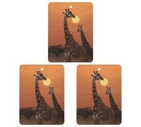 Giraffe at Sunset Car Air Freshener Hanging Incense Chips 3 Pack Automotive Scented Hanging Sheets Square for Car Home Auto Interior Decor
