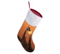 Giraffe at Sunset Christmas Stocking with Hang Loop, 16.5 Inch Large Soft Furry Xmas Stocking, Hanging Ornaments Holiday Decor for Tree, Fireplace Bag