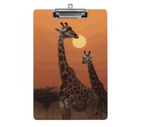 Giraffe at Sunset Clipboard, A4 Acrylic Clipboard with Hanging Hole, Ultra-Light Clip Board - Holds 100 Sheets, Shatterproof Document Holder for Office, 12.5" X 8.5"