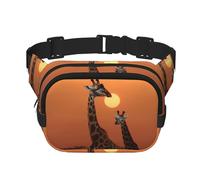 Giraffe At Sunset Fanny Pack For Women Waterproof Adjustable Belt Bags Waist Pack Fashion Casual Crossbody Bags Bum Bag For Running Workout Hiking Traveling, Black, One Size