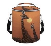 Giraffe at Sunset Lunch Bag, 15L Portable Leakproof Picnic Basket with Shoulder Strap, Insulated Picnic Cooler Bag for Camping, Beach, Hiking & Groceries