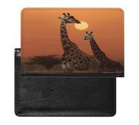 Giraffe at Sunset Passport Holder Cover Leather Passport Wallet RFID Blocking Travel Wallet Documents Organizer Passport Protector Passport Cover for Men&Women