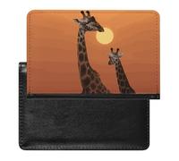 Giraffe at Sunset Passport Holder with 3 Card Slots, Portable PU Leather Travel Wallet, Slim Protective Cover for Passport, ID, Credit Cards