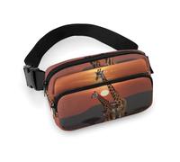 Giraffe At Sunset Printed Fanny Pack Fanny Packs for Women Men,Crossbody Bag Large Chest Bag with Adjustable Strap for Outdoors Workout Traveling Casual Running, Giraffe At Sunset, 20x13cm