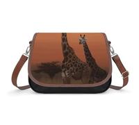 Giraffe at Sunset Shoulder Bag for Women Small Crossbody Bag PU Leather Underarm Handbag with Adjustable Strap Cute Hobo Purses for Daily Commute Travel