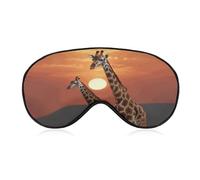 Giraffe at Sunset Sleep Mask Comfort Travel Eye Masks with Adjustable Elastic Strap Soft Funny Block Light Sleep Eye Cover for Side Sleeper for Nap Men Women Gift