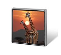 Giraffe At Sunset Square Lapel Pin Women's Novelty Buttons & Pins Metal Badge Cute Brooch Pin Retro Pinback Badge Fashion Bag Pins for Hat Backpacks Tie Suit Wedding Party Accessory