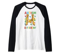 Giraffe Autism Seeing World Different Angle Awareness Kids Raglan Baseball Tee