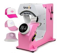 Giraffe Auto Hat Heat Press Machine, Automatic Hat Press Heat Machine for Caps T-Shirts Bags, DIY Sublimation Hat Press Cap Press Auto Open & Release & Digital Press Knob-Style Control Panel (Pink)