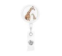 Giraffe Badge Reel Retractable Badge Holder with Keychain Funny ID Clips for Badges Lightweight Plastic Name Card Holders for Nurses Office Teacher