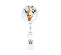 Giraffe Badge Reel Retractable Badge Holders with Keychain ID Badge Holder with Belt Clip ID Card Holders Cute Name Card Holder for Nurse Office Teacher