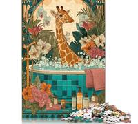 Giraffe Bath Time Bliss Puzzle Jigsaw Creative Puzzles For Grown Ups 1000 Piece Jigsaw Puzzles For Adults And Teenagers Jigsaw Puzzle Educational Toys Gift 1000pcs (75x50cm)