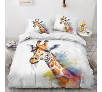 Giraffe Bedding Double Bed Set - Animal Duvet Cover Sets - Reversible Quilt Cover & 2 Pillowcases with Zipper Closure, Ultra Soft and Non Iron Brushed Microfibre Bed Set 200 x 200 M7-&-21