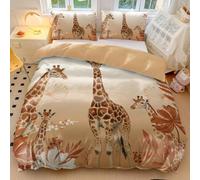 Giraffe Bedding King Warm Floral Duvet Cover Set - Farmhouse Style - Soft Fall Bedding King with 2 Pillowcases (03,Single135x200cm+50x75cm*2)