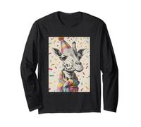 Giraffe Birthday Confetti Retro Pop Art Long Sleeve T-Shirt