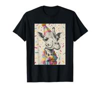 Giraffe Birthday Confetti Retro Pop Art T-Shirt