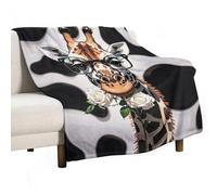 Giraffe Bites The Rose Blanket, Soft Flannel Fleece Blankets Quick-Dry, Lightweight Throw Blanket for Couch, Bed, Office & Travel, Ideal Gift for Family & Friends, 50"x60"