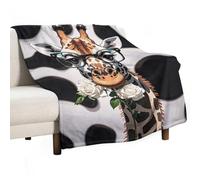 Giraffe Bites The Rose Blanket, Soft Flannel Fleece Blankets Quick-Dry, Lightweight Throw Blanket for Couch, Bed, Office & Travel, Ideal Gift for Family & Friends, 30"x40"
