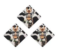 Giraffe Bites The Rose Car Air Freshener, 3 Pcs Rhombus Hanging Air Freshener Cards, Long Lasting Fragrance Scented Cards for Car, Home, Office White-style