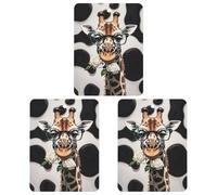 Giraffe Bites The Rose Car Air Freshener, 3 Pcs Square Hanging Air Freshener Cards, Long Lasting Fragrance Scented Cards for Car, Home, Office White-style