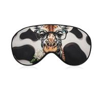 Giraffe Bites The Rose Sleep Mask with Adjustable Strap, Breathable Sleep Masks for Women Men, Soft Eye Mask for Side Sleepers, Travel, Office Nap, Airplane & Blocking Light