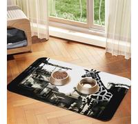 Giraffe Black and White Paint Pet Feeding Mat Dog Cat Eating Food Absorbent Leather Tablecloth for and Water Bowl Waterproof No Stains Quick Dry Non-Slip 17.72 * 11.8IN