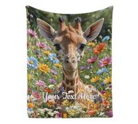 Giraffe Blanket, Customizable Name Blankets, Ultra-Soft Cozy Blanket for Couch, Sofa, Bed, Camping, Picnic, 60"x80"