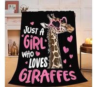Giraffe Blanket Super Cozy Soft Giraffe Throw Blanket Warm Plush Fluffy Just a Girl Who Loves Giraffes Lightweight Fleece Flannel Gifts Blankets for Kids Adults 50"X40"