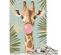 Giraffe Blowing Bubble Gum Jigsaw Puzzles for Adults Kids. 1000 Piece Impossible Challenge Toy Educational Game Home Decoration for Educational Games 1000pcs (75x50cm)