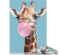 Giraffe Blowing Bubble Gum Jigsaw Puzzles Puzzle for Adults Kids. 1000 Pieces Whimsical Challenge Toy Educational Games Home Decoration for Adults& Kids Age 14 Years Up 1000pcs (75x50cm)
