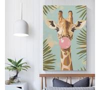 Giraffe Blowing Bubble Gum Paintings for Bedrooms for Teens Girl Women Living Room Decoration Wall Canvas 20x30inch(50x75cm)