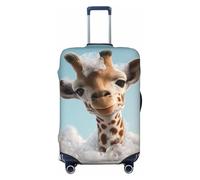 Giraffe Calf in Clawfoot Tub with Bubbles Elastic Travel Luggage Covers Dustproof Scratch-Resistant Suitcase Protector Fit 22-24 Inch