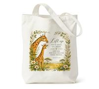 Giraffe Canvas Tote Bag for Women & Girls, Large Capacity Flower Handbag