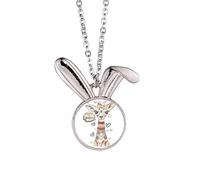 Giraffe Cartoon Animal Colourful Rabbit Necklace Pendant Bunny Animal Jewelry Gift