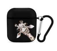 Giraffe Case Cover Compatible With AirPods 1 & 2 Earbuds Protective Case With Keychain
