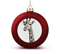 Giraffe Christmas Tree Ornaments 1.6 Inch Shatterproof Pc Plastic Balls with Lanyard Baubles Hanging Christmas Ball Ornaments for Xmas Tree Holiday Party Wedding Home Decorations-red
