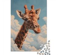 Giraffe Clouds Blue Sky Adult Jigsaw Puzzle, 1000 Pieces, 70x50cm/1000pcs, January Puzzle Activity, Quiet Evening Activity And Winter Weekends