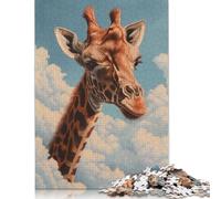 Giraffe Clouds Blue Sky Puzzle 500 Pieces Jigsaws Wooden Puzzles for Adults Family Entertainment Toys 500pcs (52x38cm)