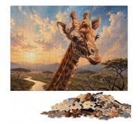 Giraffe Clouds Blue Sky Wooden Jigsaw Puzzle 1000 Pieces, Hobby Gift | Adult Jigsaw Puzzle - image-based sorting for steady puzzle progress over several sessions.