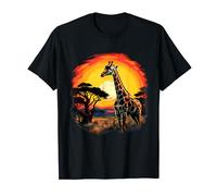 Giraffe Colorful Sunset Savanna Safari Wildlife Artwork T-Shirt