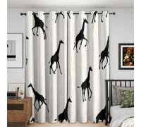 Giraffe Curtains Blackout, 66x90 Inch 2 Panels - Black White Safari Animal Pattern Black Out Curtains, Home Decor, 90 Drop Eyelet Window Drapes for Bedroom, Living Room A&BD116