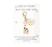 Giraffe Daisy Keychain, Life is Tough But So Are You Card, Thank You Gifts for Women, Funny Friendship Keyring, Birthday and Congratulations Gift for Her, Special Friend Leaving Work Gift (white)