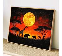 Giraffe Diamond Art 5D Sunset Diamond Painting for Adults Full Square Drill, Crystal Rhinestone Embroidery Kit, DIY Paint by Numbers Cross Stitch Gem Art, Home Wall Decor Gifts 40x50cm(16x20"),z@1732