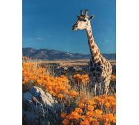 Giraffe Diamond Art, Flower 5D DIY Diamond Painting Kits, 5D Full Drill Crystal Art Kits for Adults, DIY Adult Crafts, Cross Stitch Embroidery Crafts Pictures, Room Decor, Relax, Gifts, 36x48in O-9691