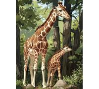 Giraffe Diamond Art Kits Adults, 5D Diamond Painting Forest, DIY Full Drill Cross Stitch Embroidery Crystal Art Kits, Crafts for Adults, Paintings for Room Decor, Gifts for Women 32x44 inch 4-8553