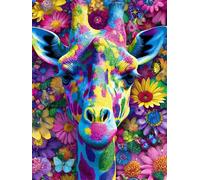 Giraffe Diamond Art Kits Adults, 5D Full Drill Diamond Painting Flower 80x100 cm DIY Crystal Art Cross Stitch Embroidery Pictures Crafts Gem Sequin Canvas Paintings for Home Wall Decor Gift Women H-94